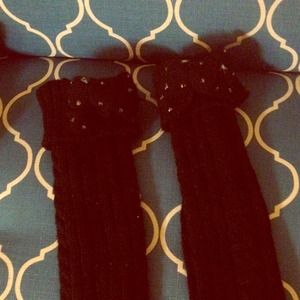 Black leg warmers bows in top