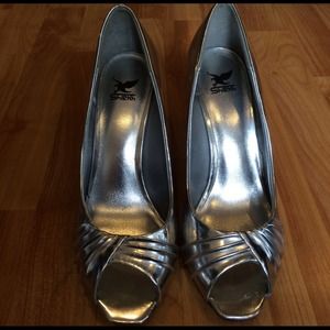 Metallic Silver Heels