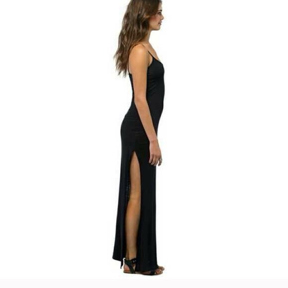 Black Maxi Dress with side slit from Tobi
