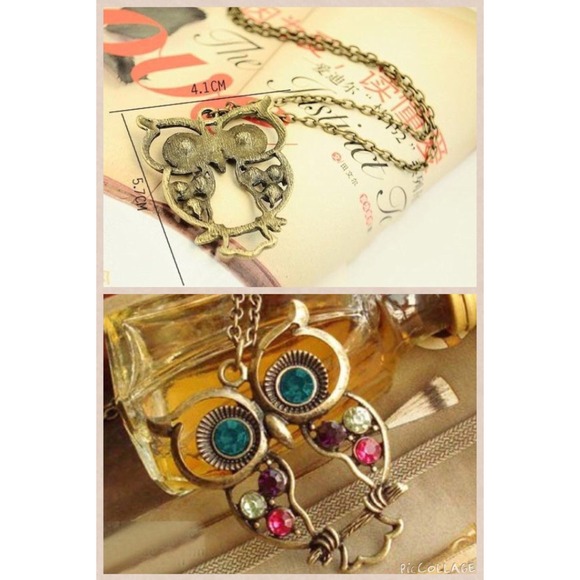 Hollow multicolored cute owl necklace - Picture 3 of 4