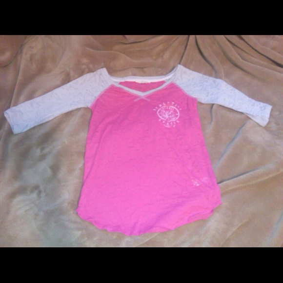 Pink and white baseball tee