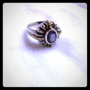 Lagos Caviar ring in Iolite, silver & gold.