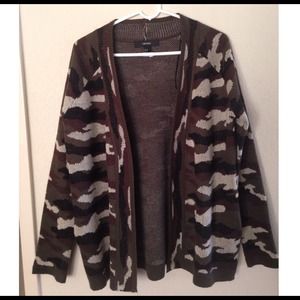 Camouflage open cardigan
