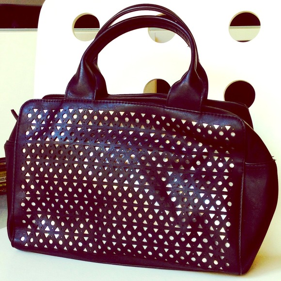 Emperia Handbags - Trendy black & silver lasercut purse tote bag NEW