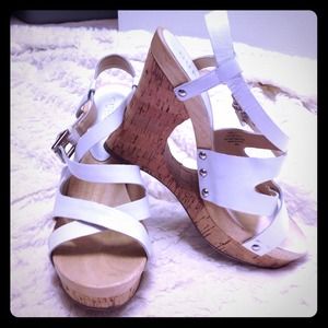 Guess white strap sandals.