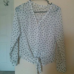 Polka dot tide up blouse