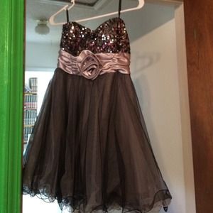 Silver and gray strapless dress!
