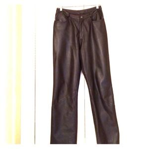 Vakko chocolate brown leather pants.