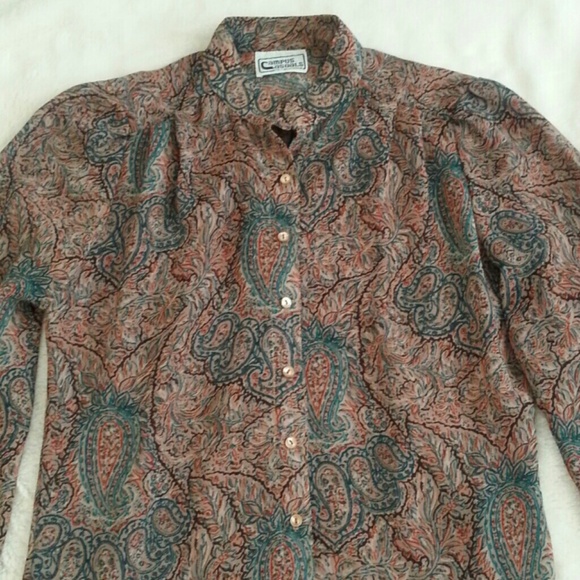 Vintage Tops - Vintage Paisley Print Blouse