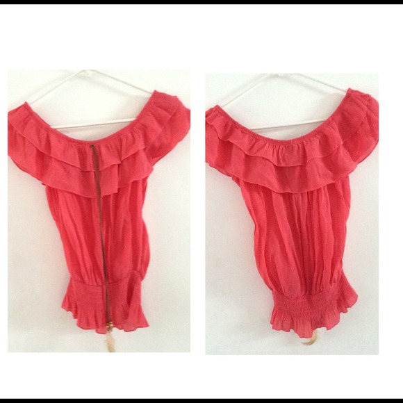 Coral off the shoulder shirt