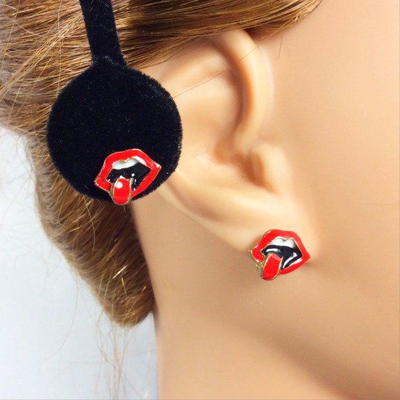 💥SALE💥Lips Rock N' Roll Stud Earrings - Picture 4 of 4
