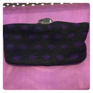 NWT Winter Headband Black with Purple Polka Dots