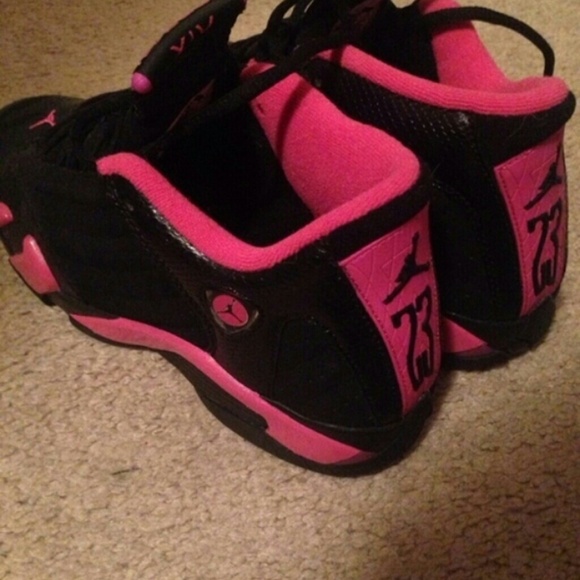 Pink and black jordans