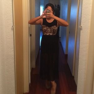 Leopard sheer high low dress