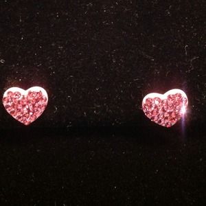 Pink heart studs