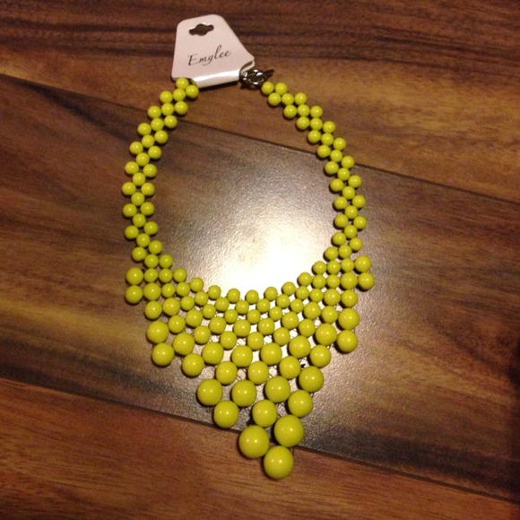 Yellow/green beaded statement necklace