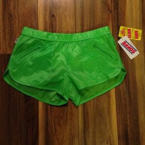 Lime green SOFFE shorts with zippers!