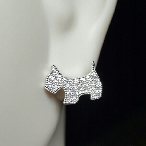 Sterling silver 925 stamped dog cz earrings
