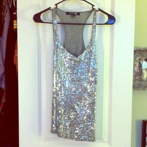Silver Sequined Forever 21 Tank Small