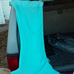 Blue strapless dress