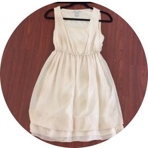 cream sparkle dress ruffle homecoming prom Small