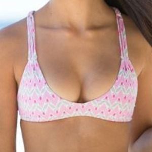 Pink chevron bikini top