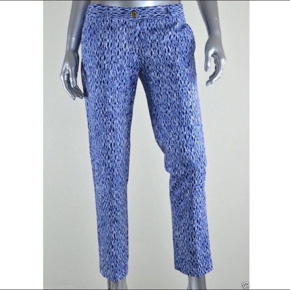 NWT Michael Kors Cadet Blue Abstract Ankle Pants