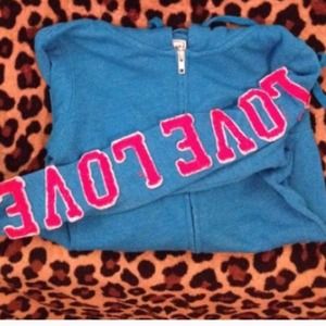 Blue Love hoodie.