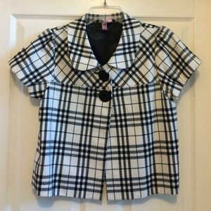 Plaid 2 button short sleeve jacket