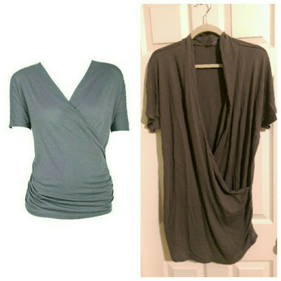 Grey Wrap Front Tee