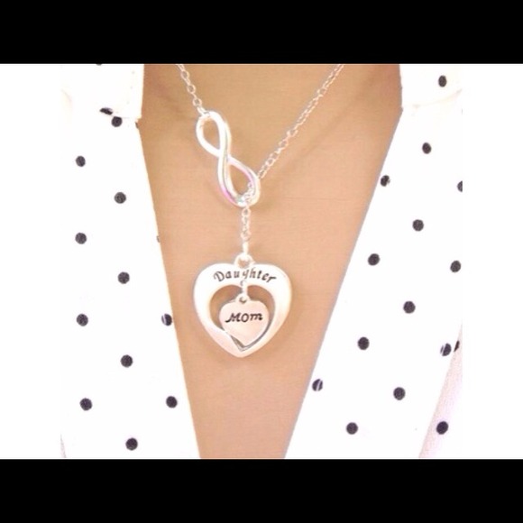 Daughter & mom lariat style necklace(silver)