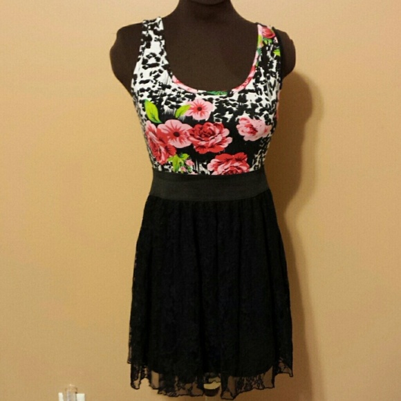 Floral, Lace and Animal Print Dress