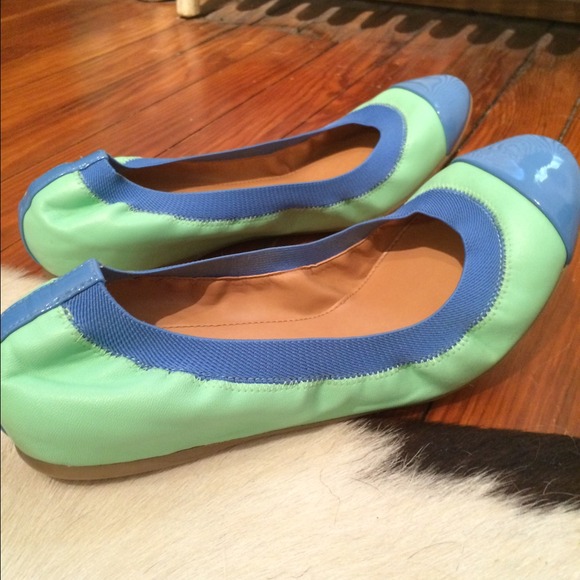 Jcrew mint and blue ballet flats