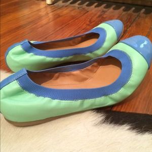 Jcrew mint and blue ballet flats