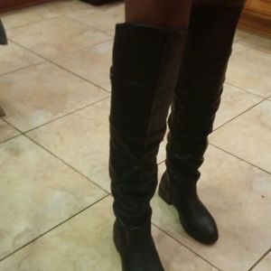 Black Thigh high flat boots