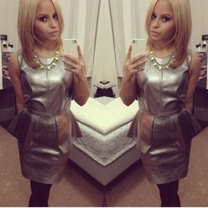 H&M Metallic Peplum Dress
