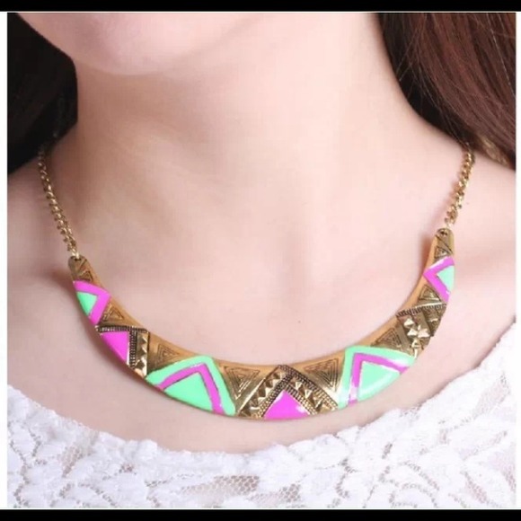 Jewelry - Teal and Pink Enamel Necklace
