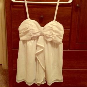 White chiffon ruffled top