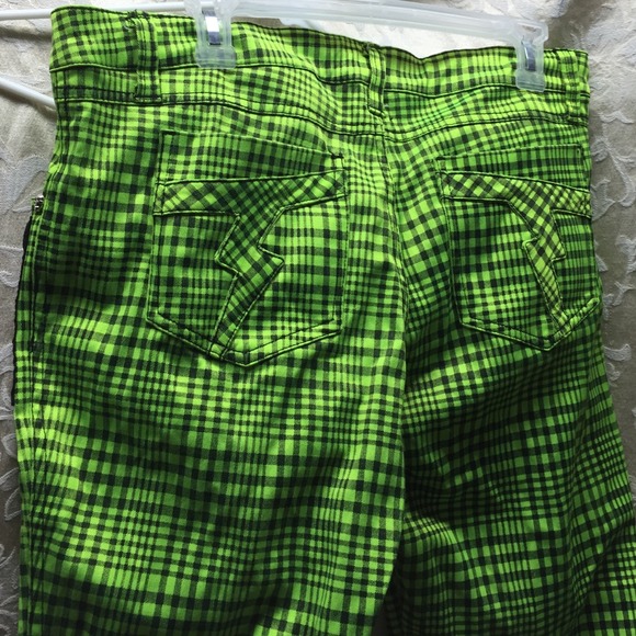 ✨PRICE DROP✨Neon green plaid Tripp jeans - Picture 4 of 4