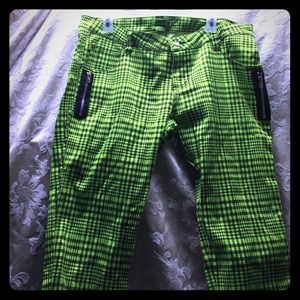✨PRICE DROP✨Neon green plaid Tripp jeans
