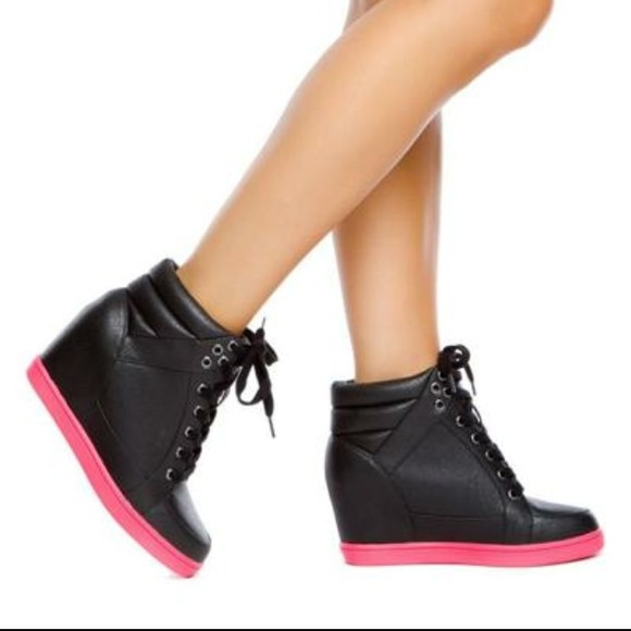 Shoes - High Top Wedge Sneaker- NEVER WORN