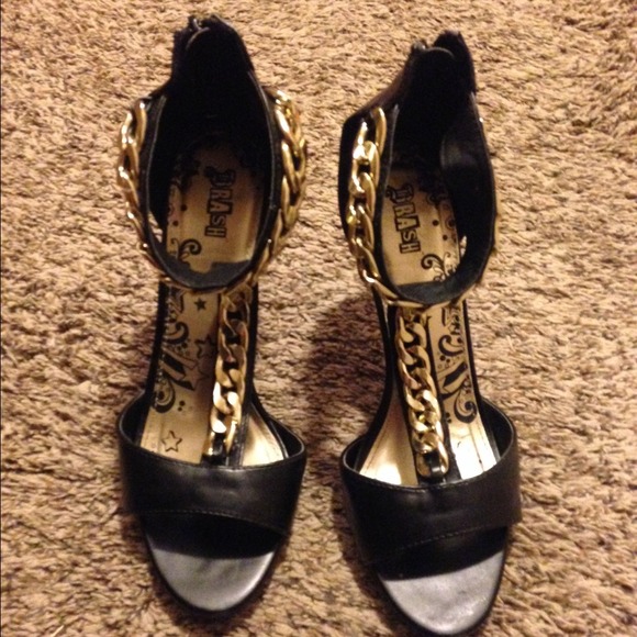 Black and gold heels