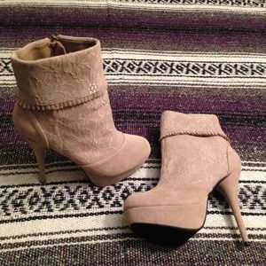 Beige Lace Booties