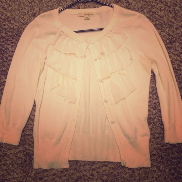 Ivory ruffle cardigan! Worn once!