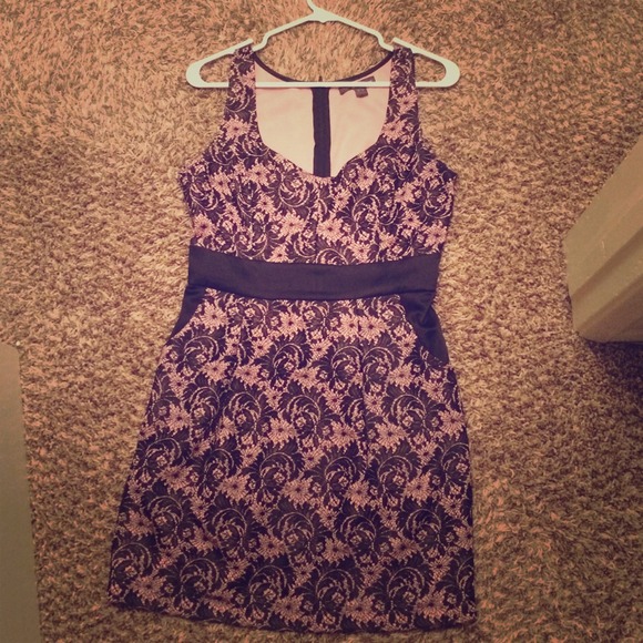 Pink and black lace dress