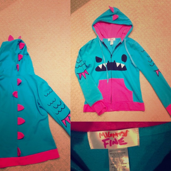 Blue and pink monster zip up