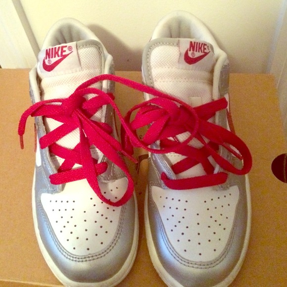 Nike Shoes - Nike Dunk Low c:Red/Silver/White Sz 4