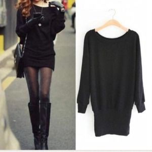 Black Dolman Sleeve Sweater Dress