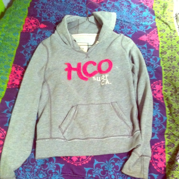 Grey/Pink hollister pullover hoodie