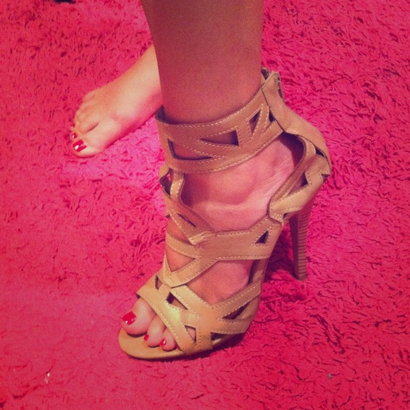 Strappy nude heels